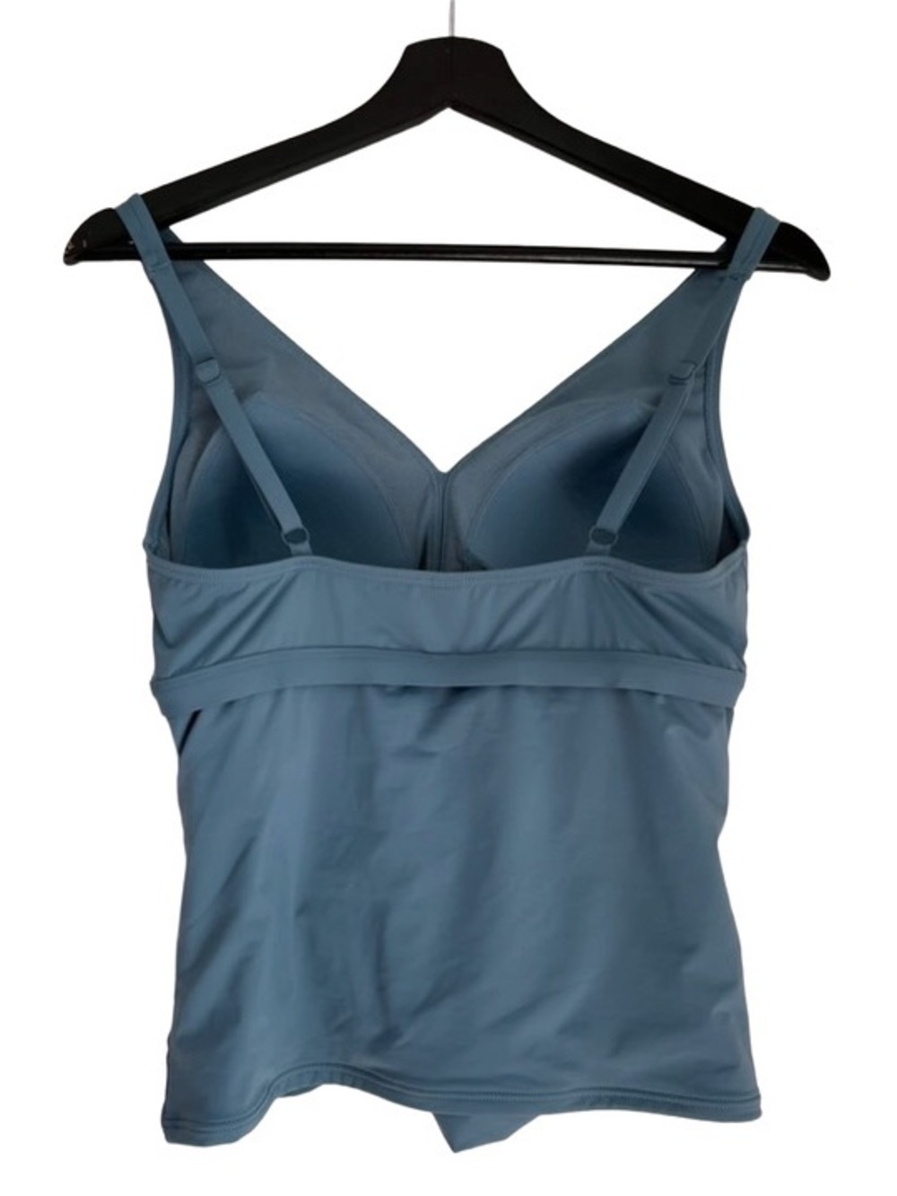 La Vie En Rose Slate Blue V‑Neck Swim Suit Cami Tankini Top Modest Built In Bra - Picture 3 of 6